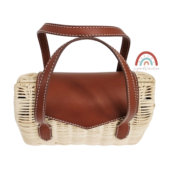 New! J. Crew Small Rattan Leather Top Handle Satchel Crossbody Bag NWT - Picture 13 of 16